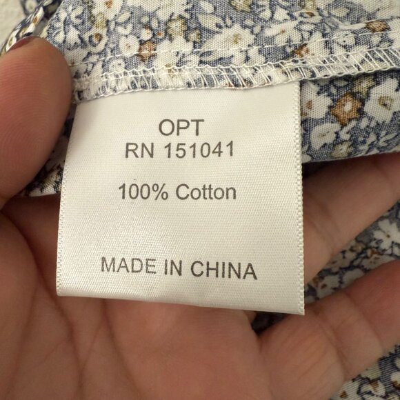 O.P.T One Pretty Time Navy Floral Smocked Tie Strap Tiered Midi Dress Large NEW - Picture 5 of 6